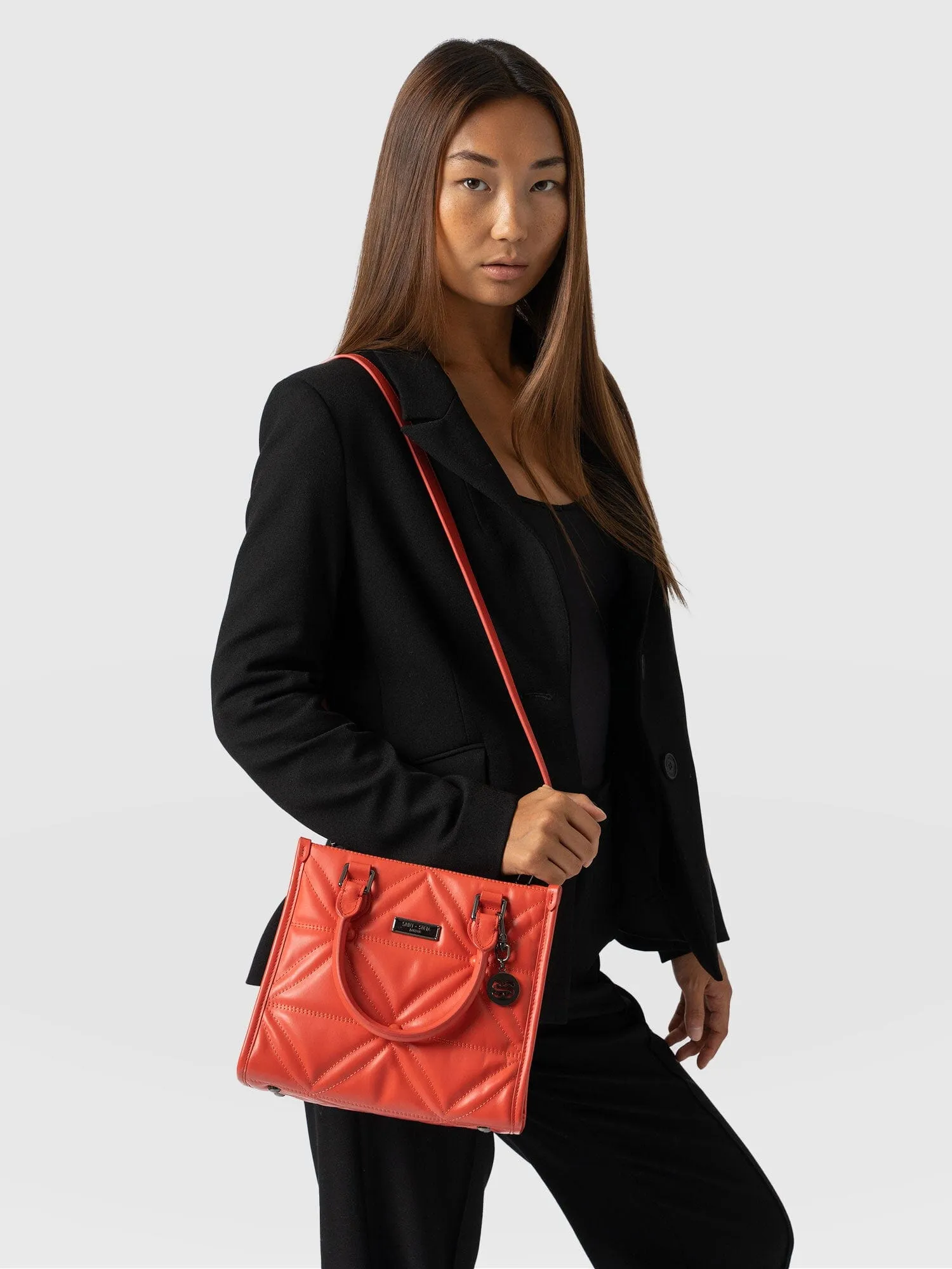 Quilted Mia Mini Tote Bag - Coral