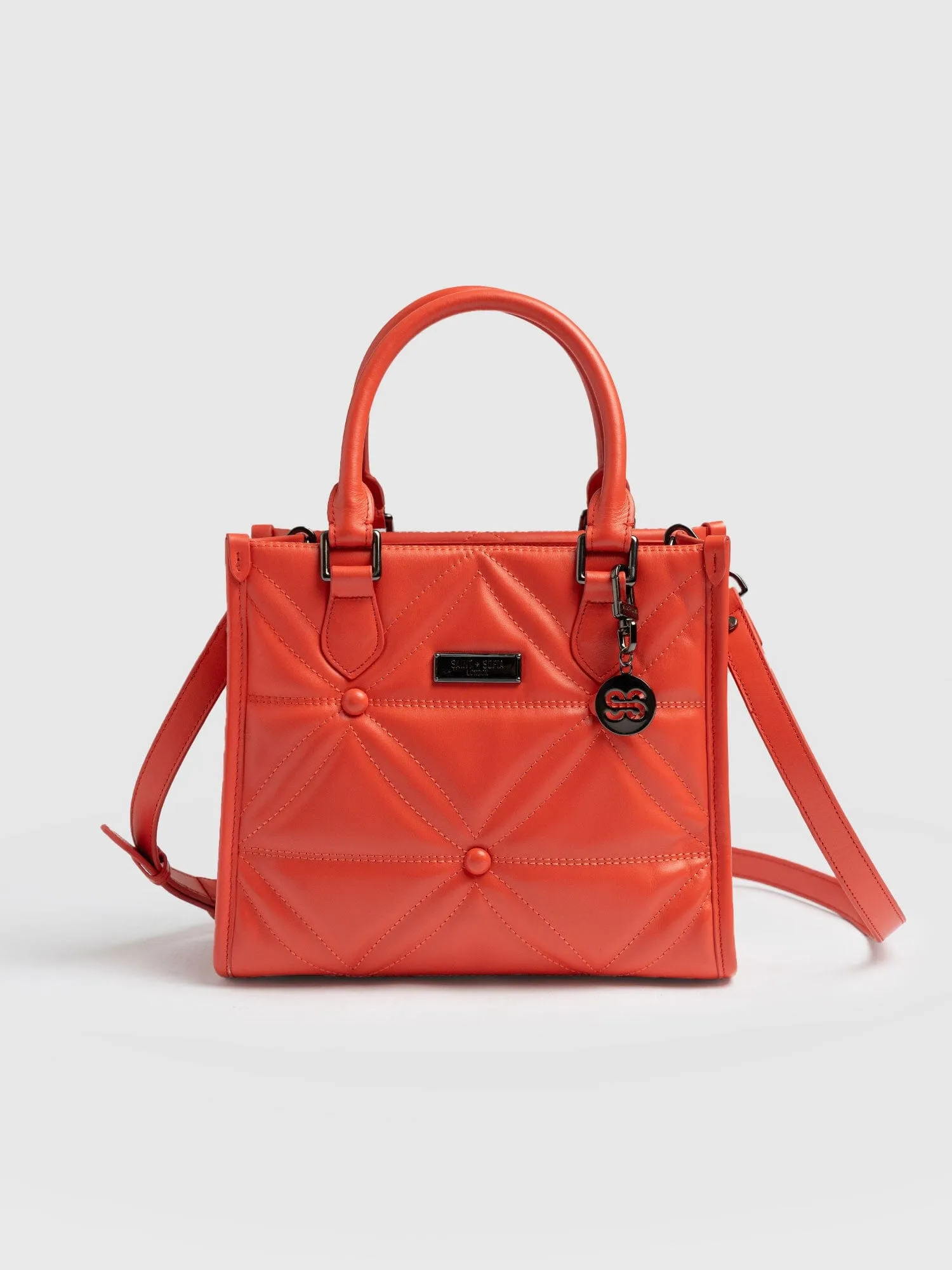 Quilted Mia Mini Tote Bag - Coral