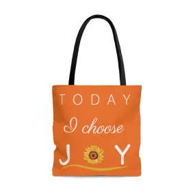 "Today I Choose Joy" Large Orange Tote Bag (Dual-Sided Design)