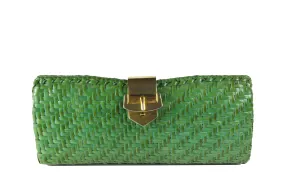 RODO green wicker clutch