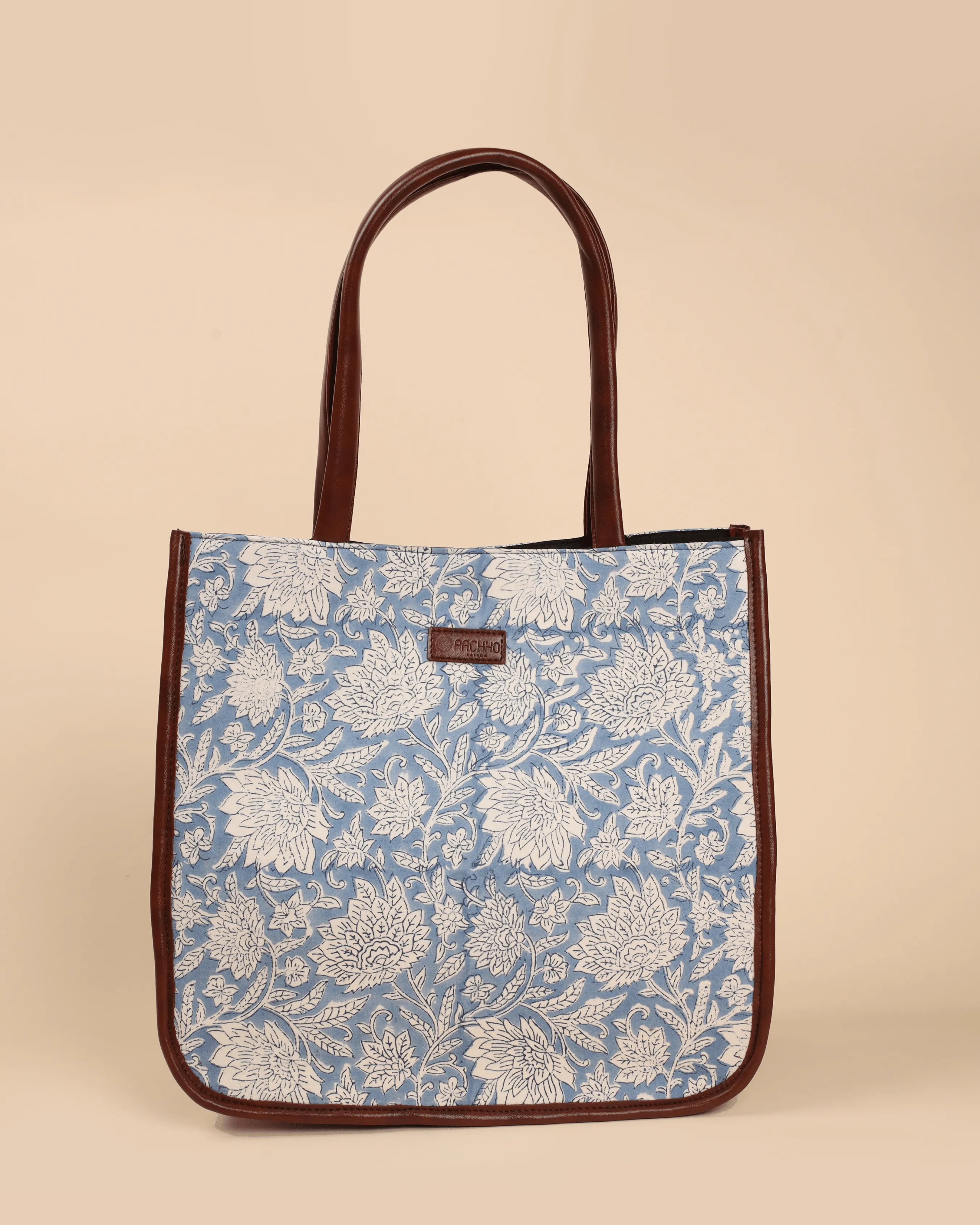 Sea Shells Handblock Square Tote Bag