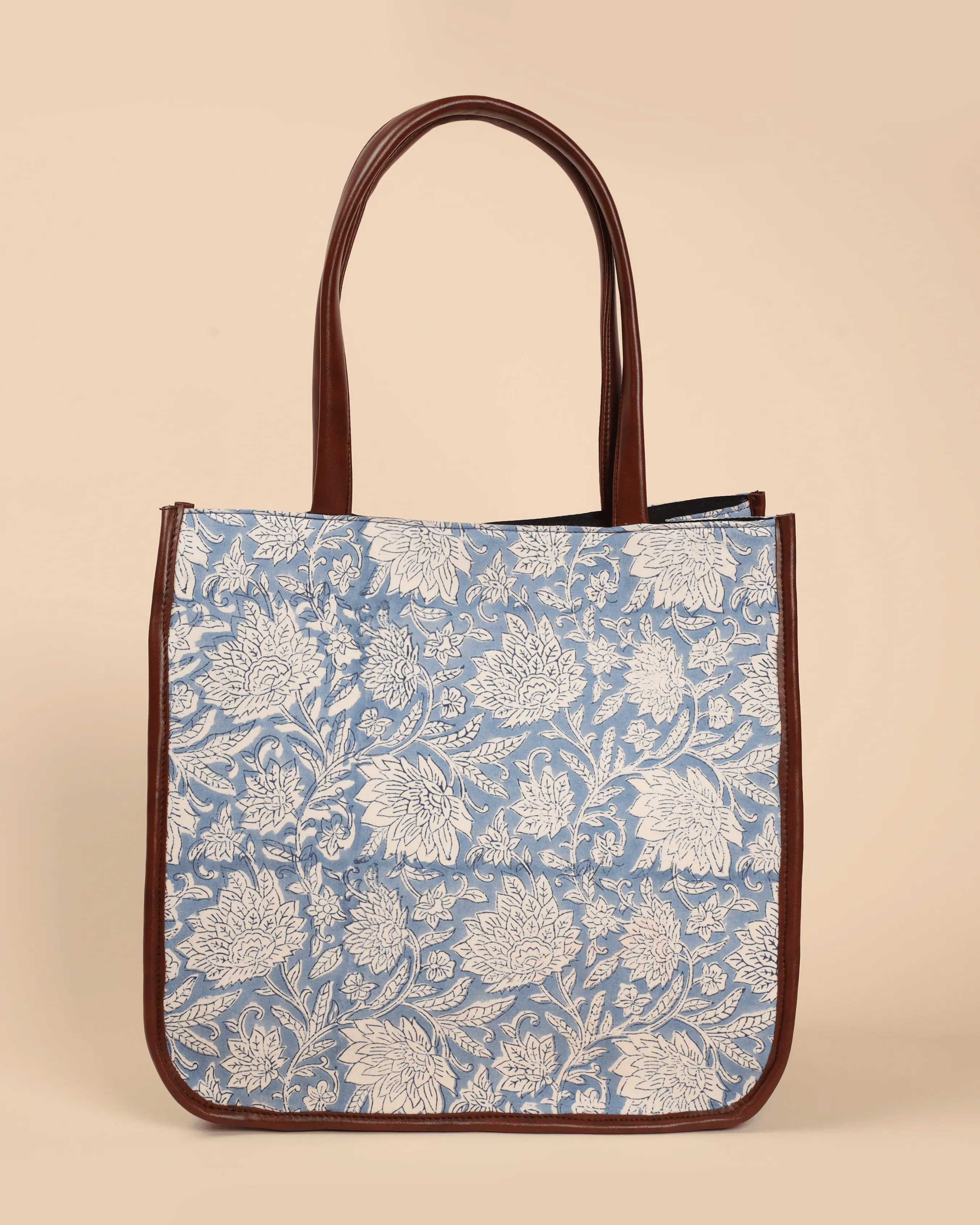 Sea Shells Handblock Square Tote Bag