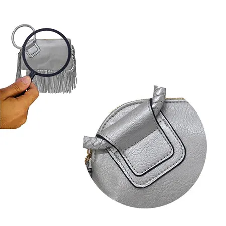 Silver NGIL Faux Leather Fringe Wristlet