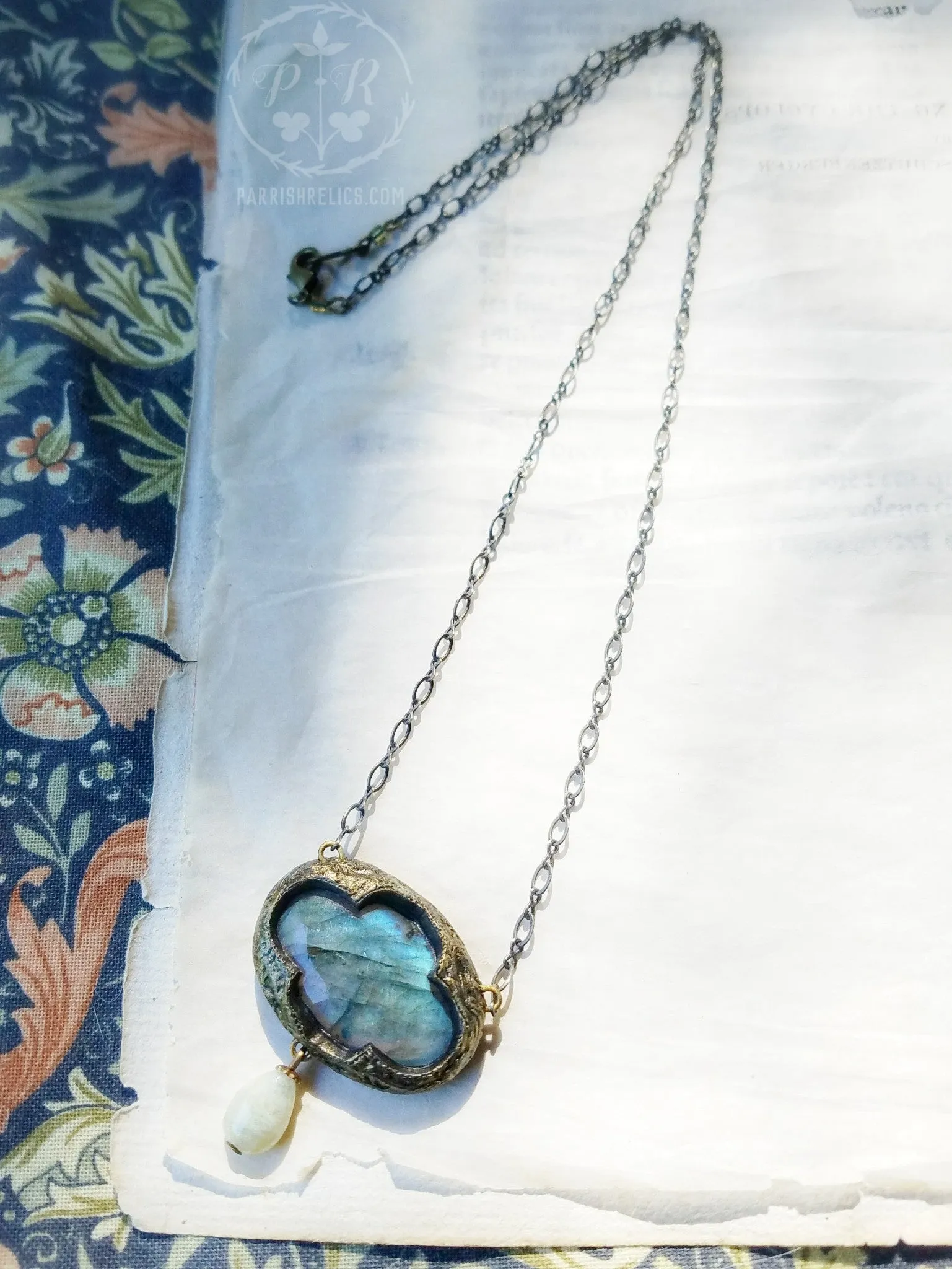 The Hyades Quatrefoil ~ Labradorite & Aquamarine Amulet