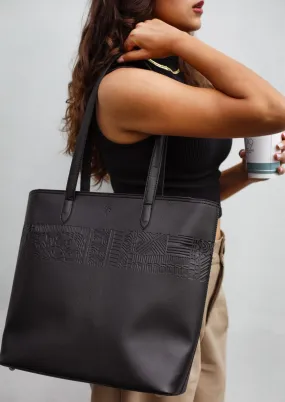 The Mayan Leather Tote Black