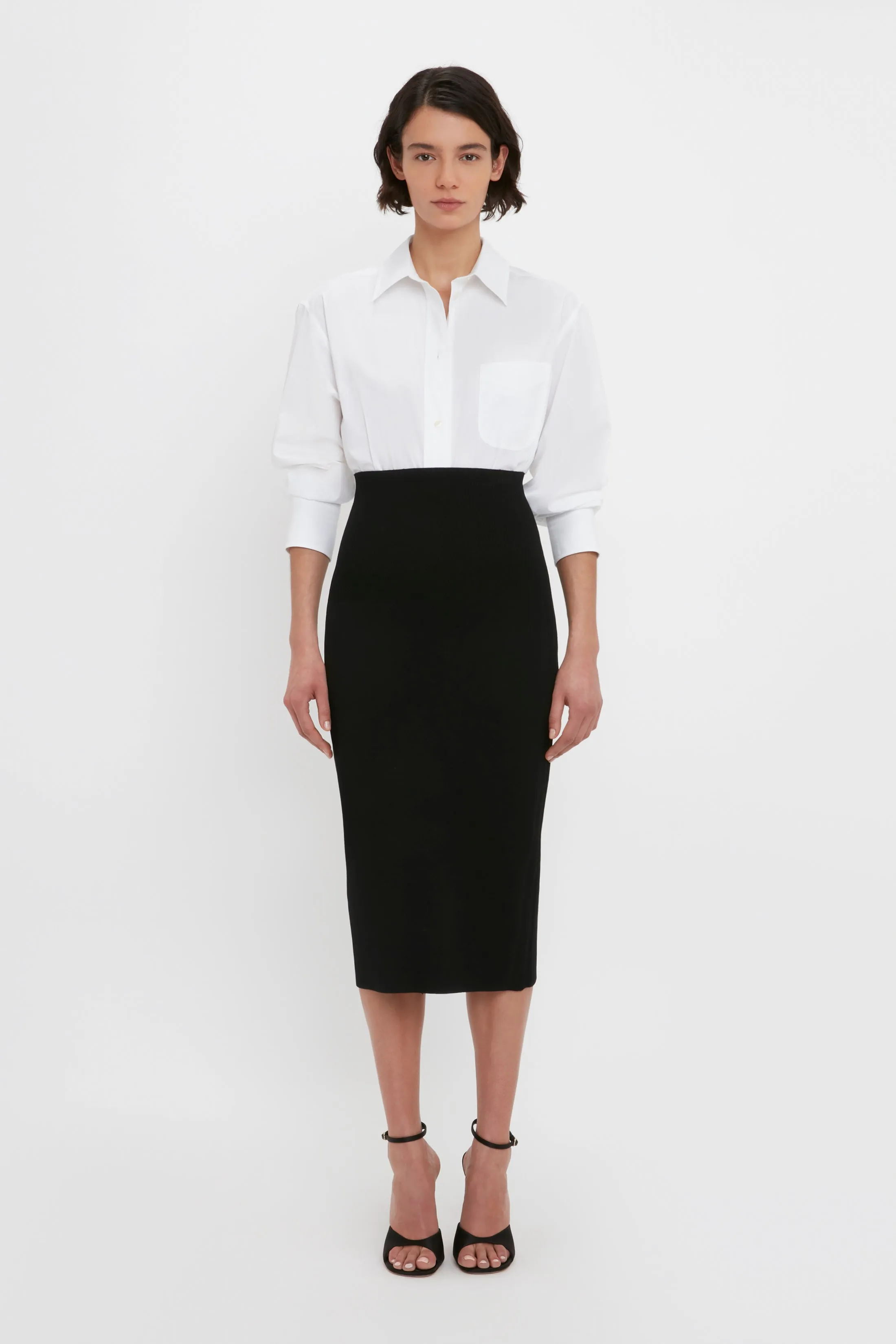 VB Body Fitted Midi Skirt In Black