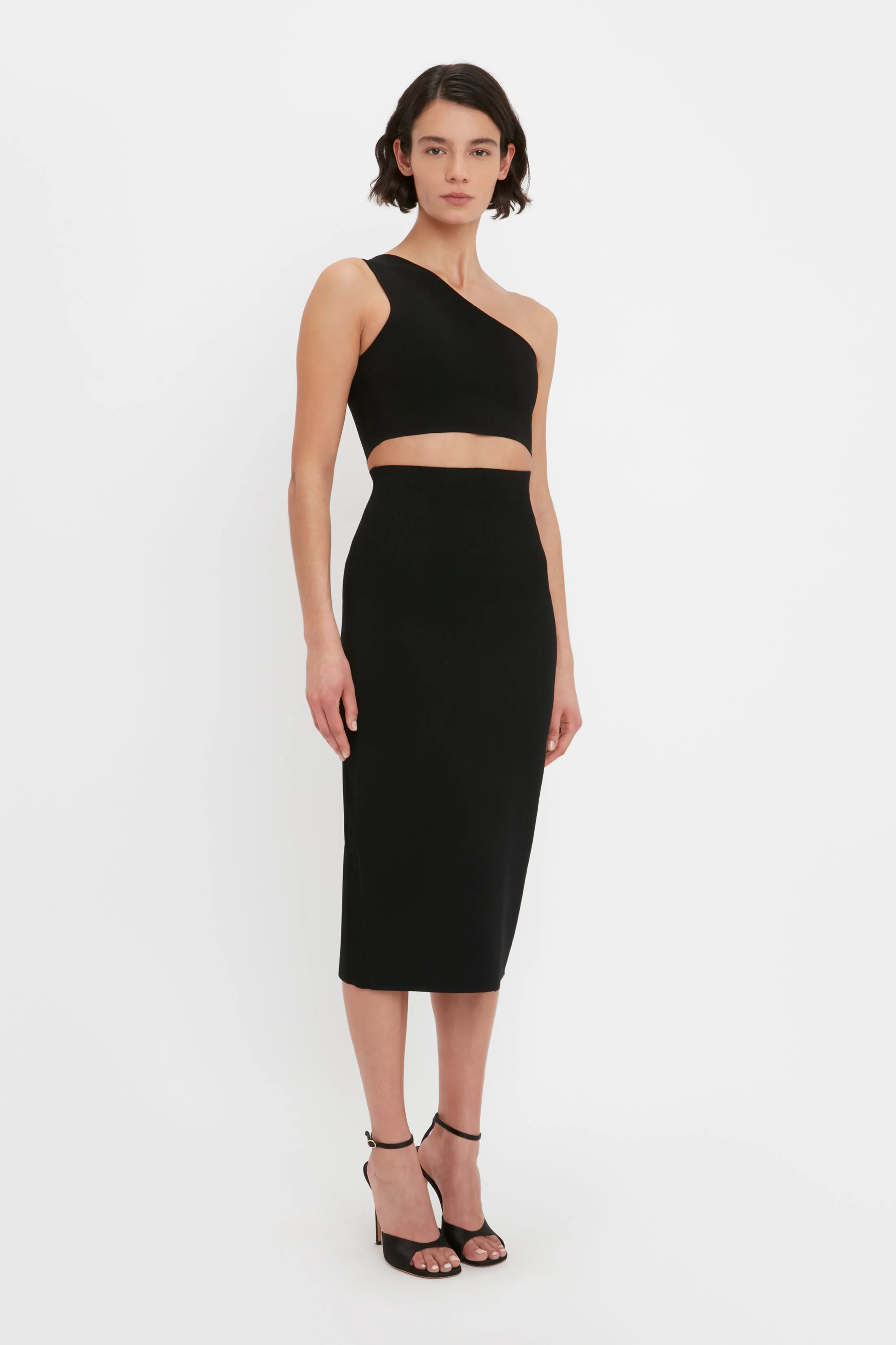 VB Body Fitted Midi Skirt In Black