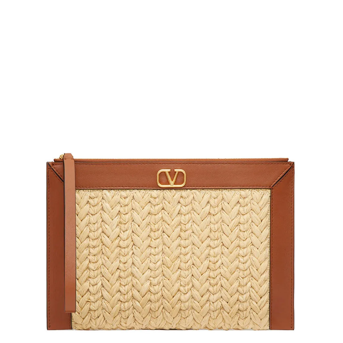 VLOGO Raffia Wristlet, Natural