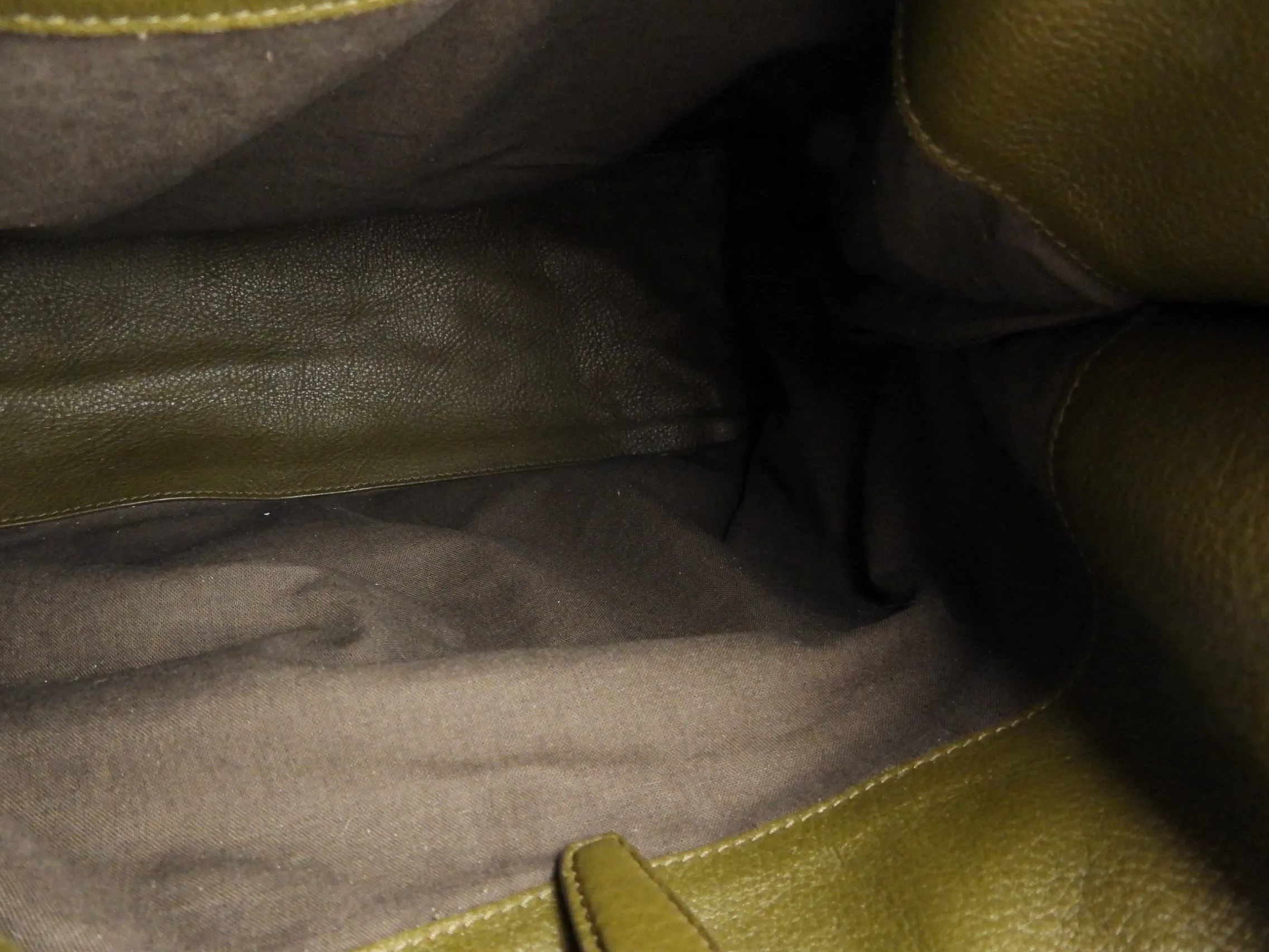 Yves Saint Laurent Khaki Green Leather Hobo Bag