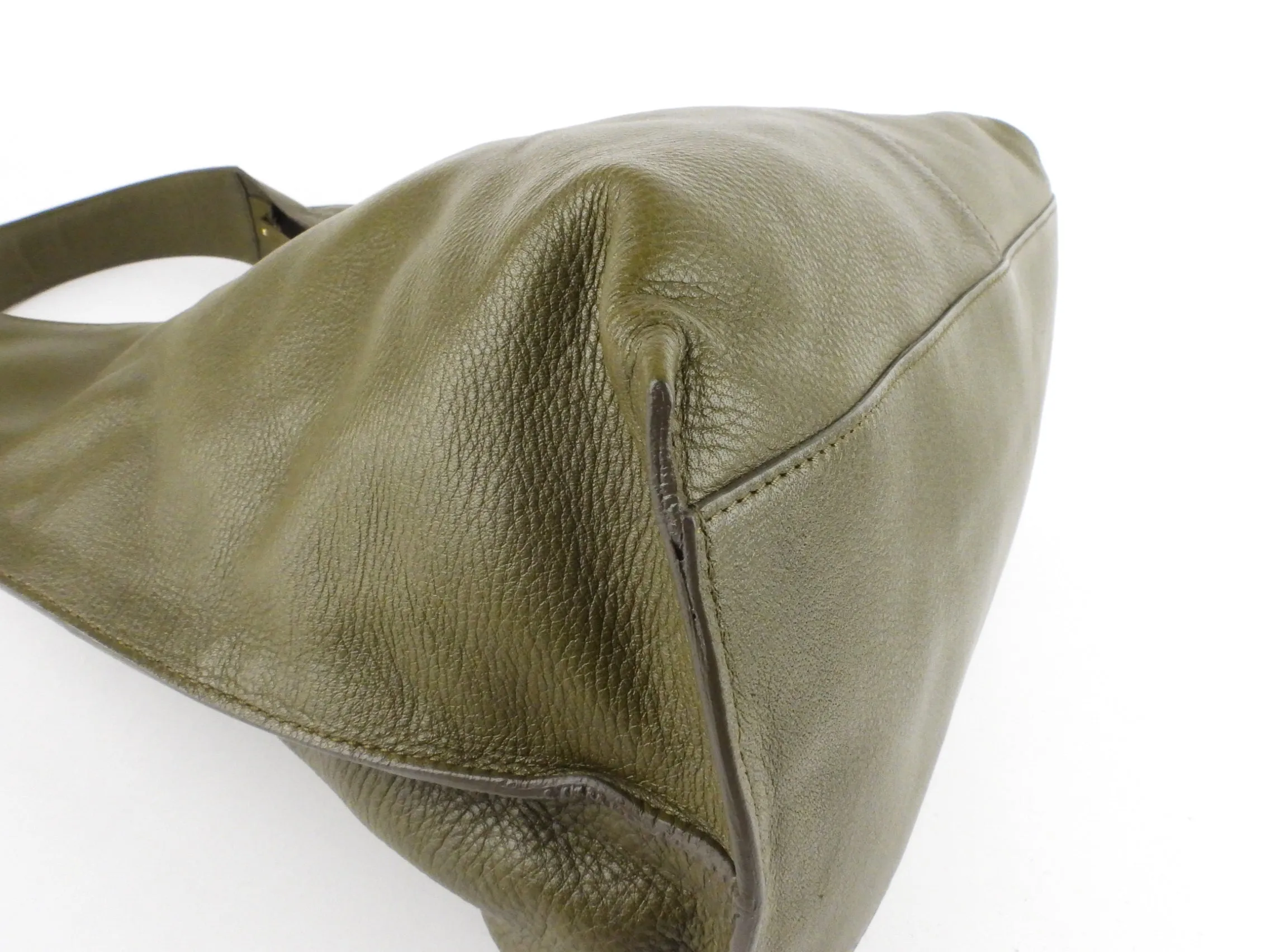 Yves Saint Laurent Khaki Green Leather Hobo Bag