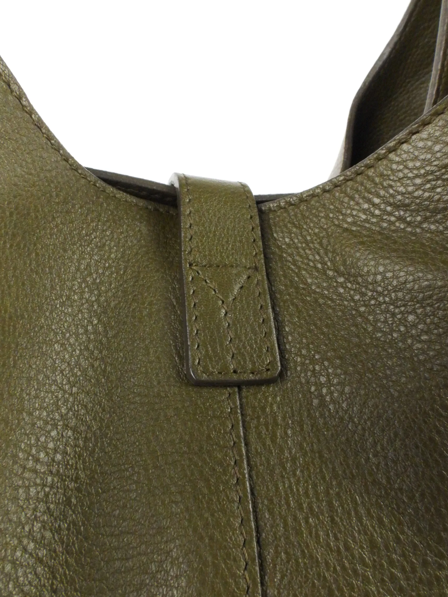 Yves Saint Laurent Khaki Green Leather Hobo Bag