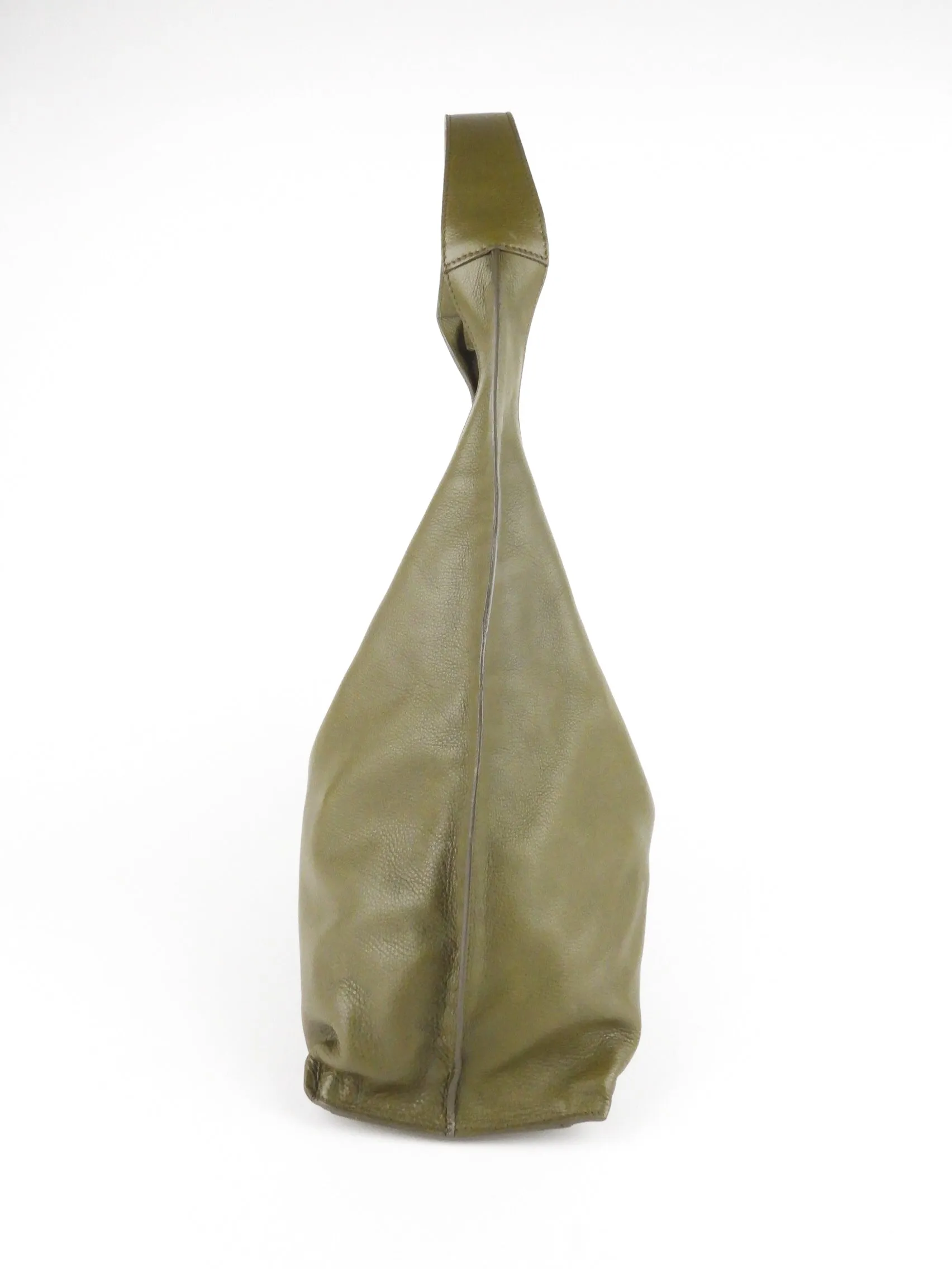 Yves Saint Laurent Khaki Green Leather Hobo Bag