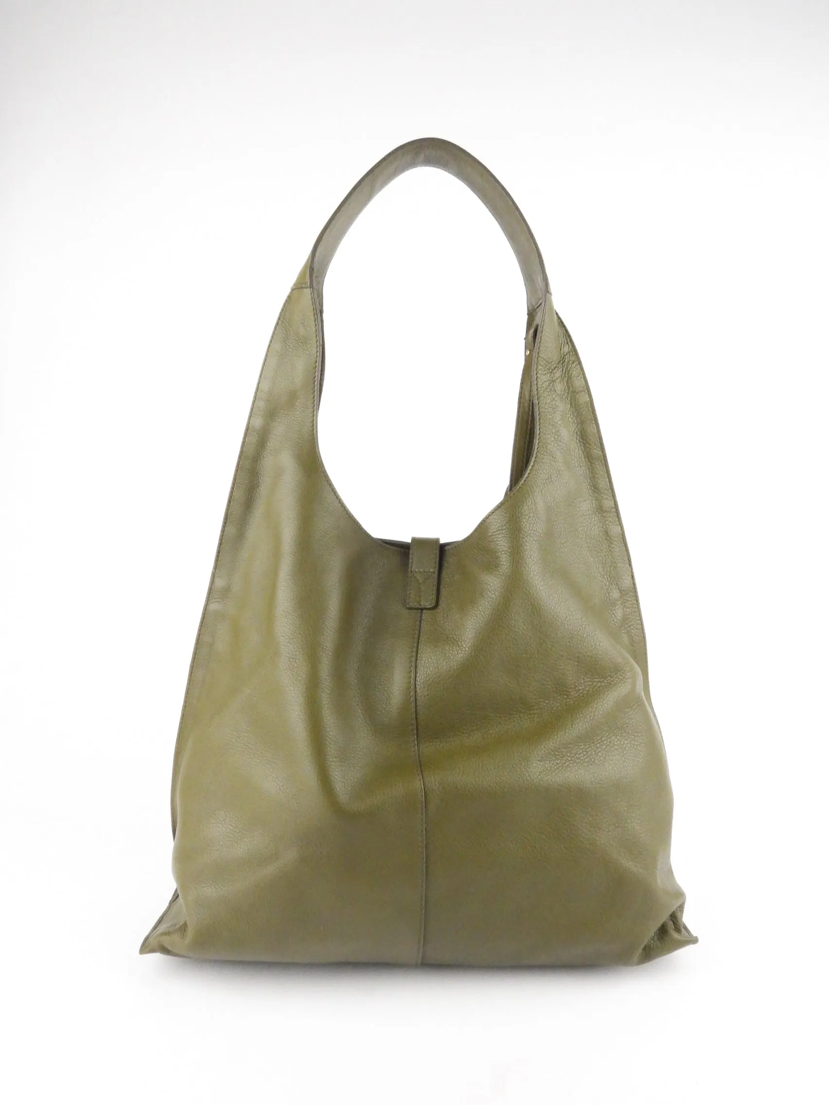 Yves Saint Laurent Khaki Green Leather Hobo Bag