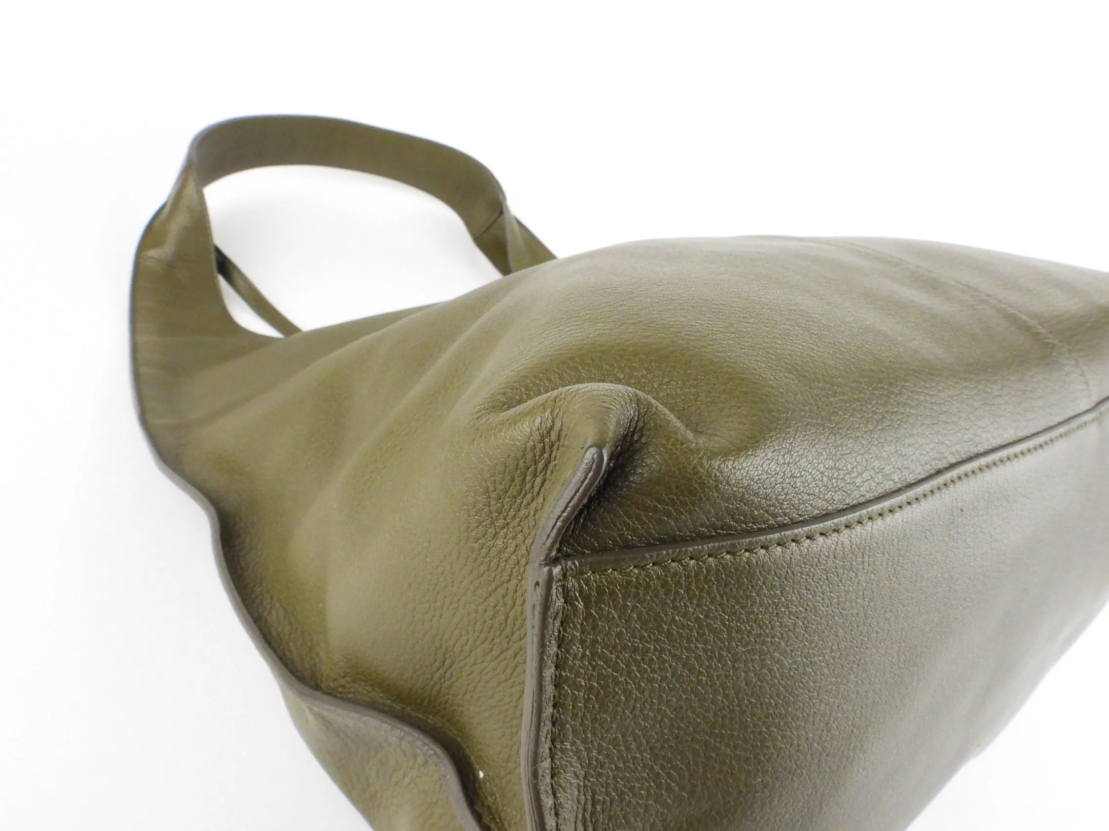 Yves Saint Laurent Khaki Green Leather Hobo Bag